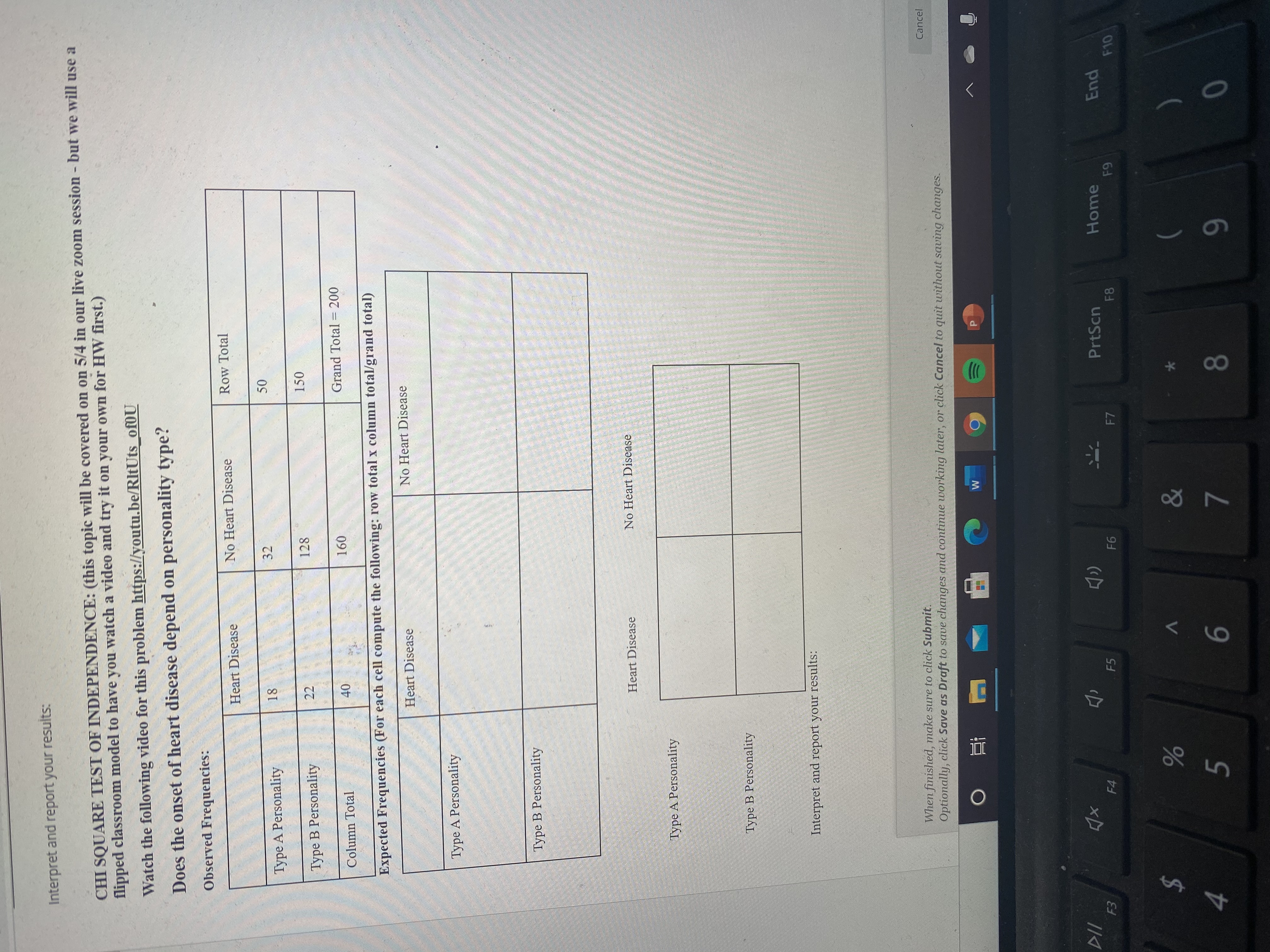 Please solve this problem Interpret and report your results: CHI SQUARE TEST