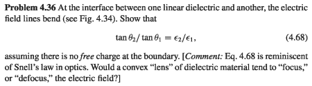  Problem 4.36 At the interface between one linear dielectric and another,