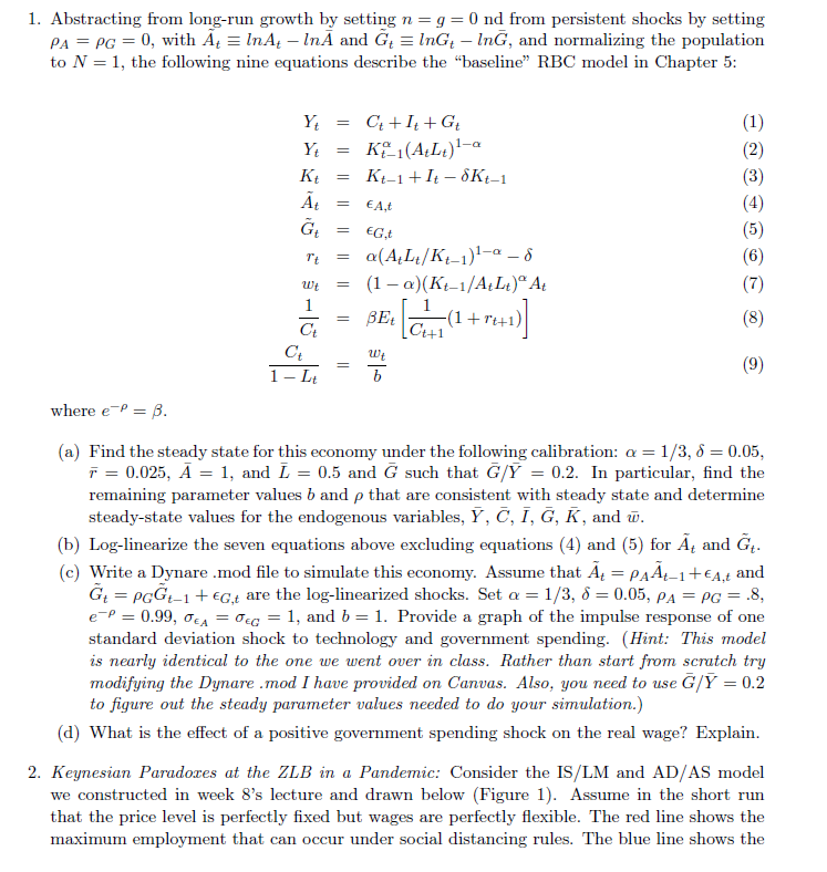 Problem 1 : a,b,c,d. whats the solutions 1. Abstracting from longrun growth