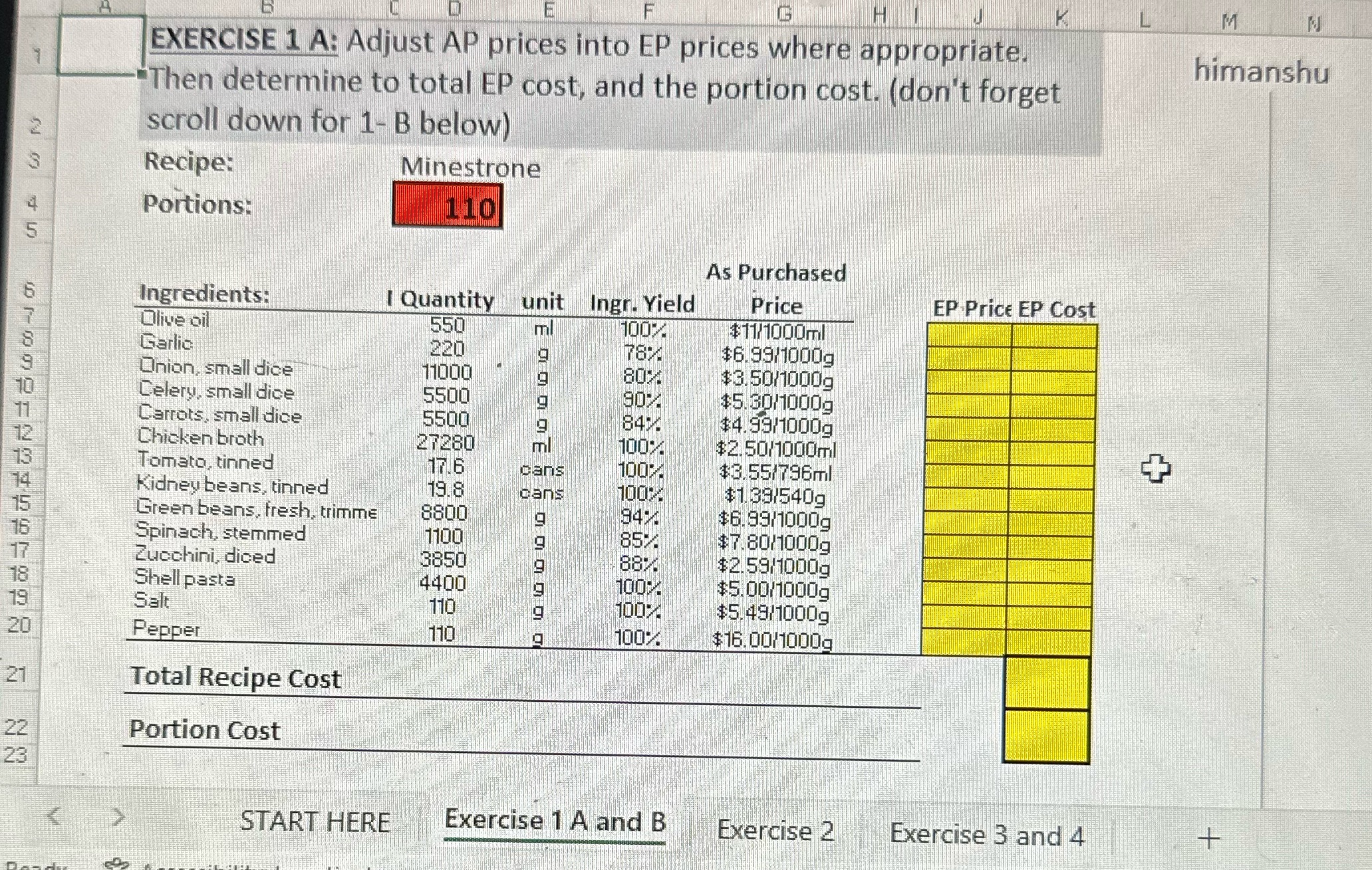 E G H K L M EXERCISE 1 A: Adjust AP