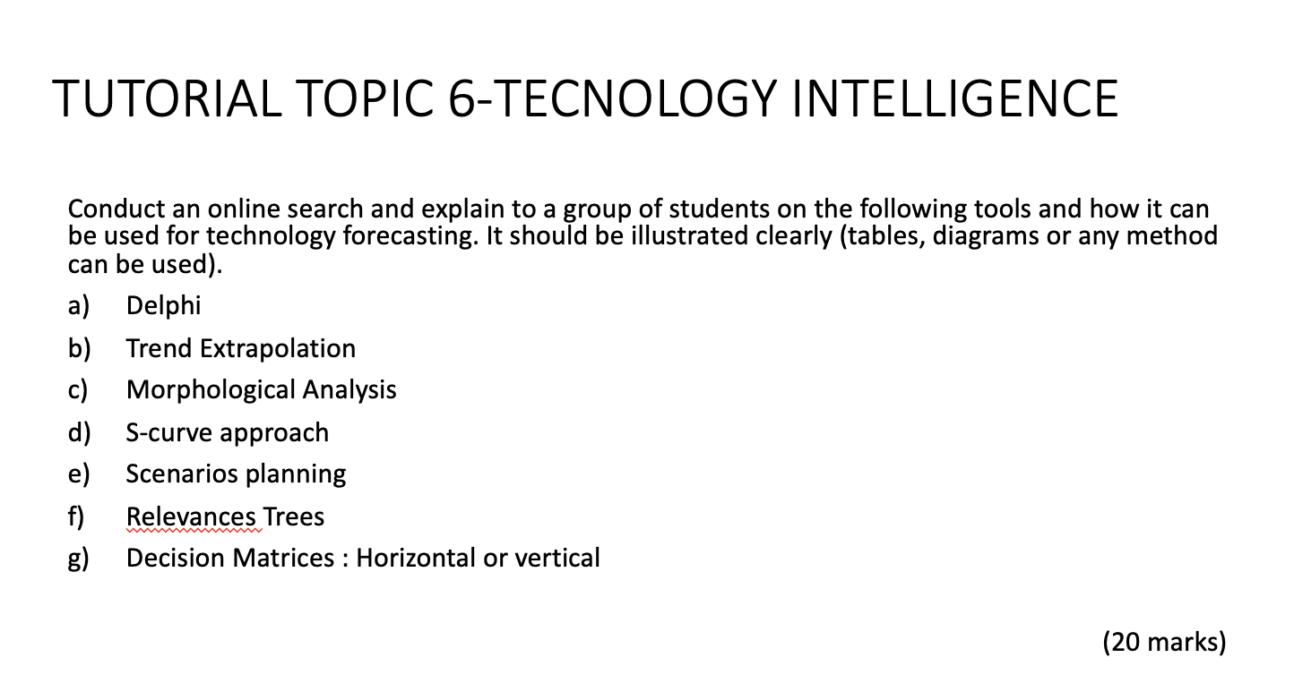  TUTORIAL TOPIC 6TECNOLOGY INTELLIGENCE Conduct an online search and explain to