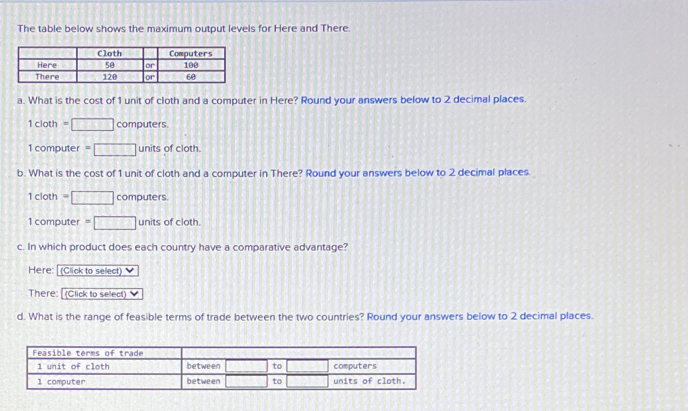 The table below shows the maximum output levels for Here and