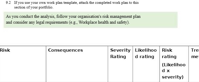  9.2 If you use your own work plan template, attach the