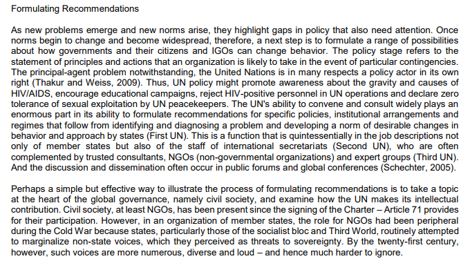 LIN, and Global Governance had a clear starting point: "Govemments alone cannot