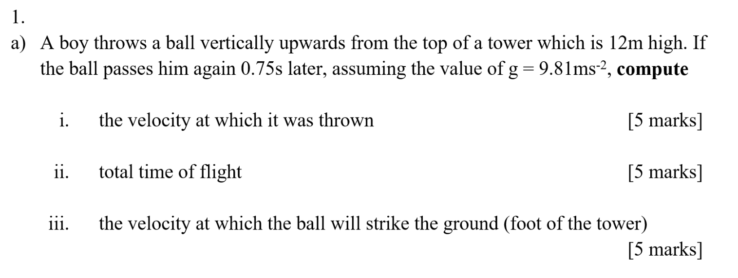 top of a tower which is 12m high. If the ball passes