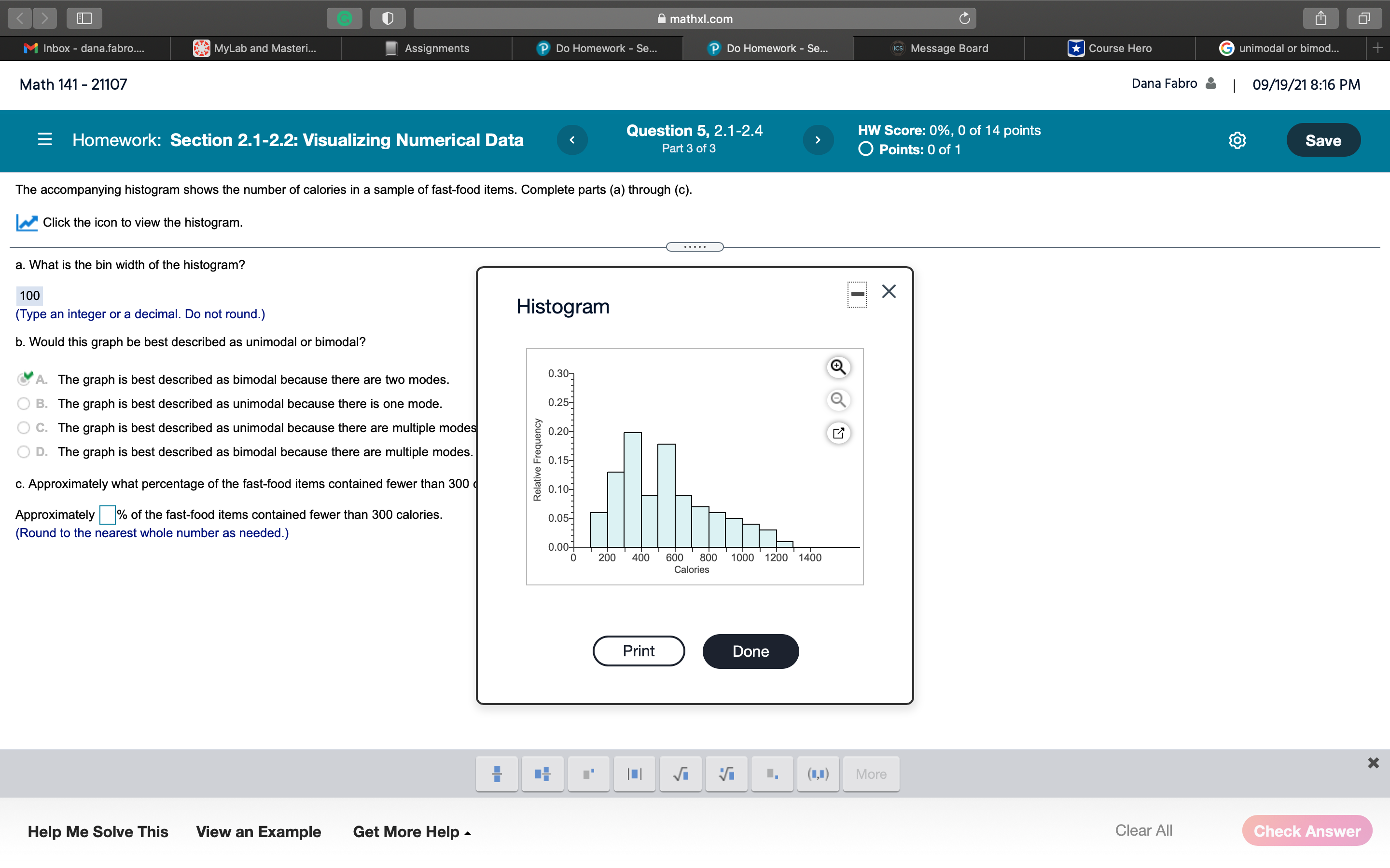  E mathxl.com 12 Do Homework , Se Math 141 - 21107