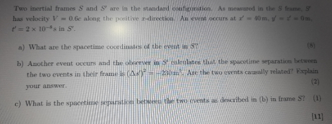 plz help im stuck Two inertial frames S and S' are in