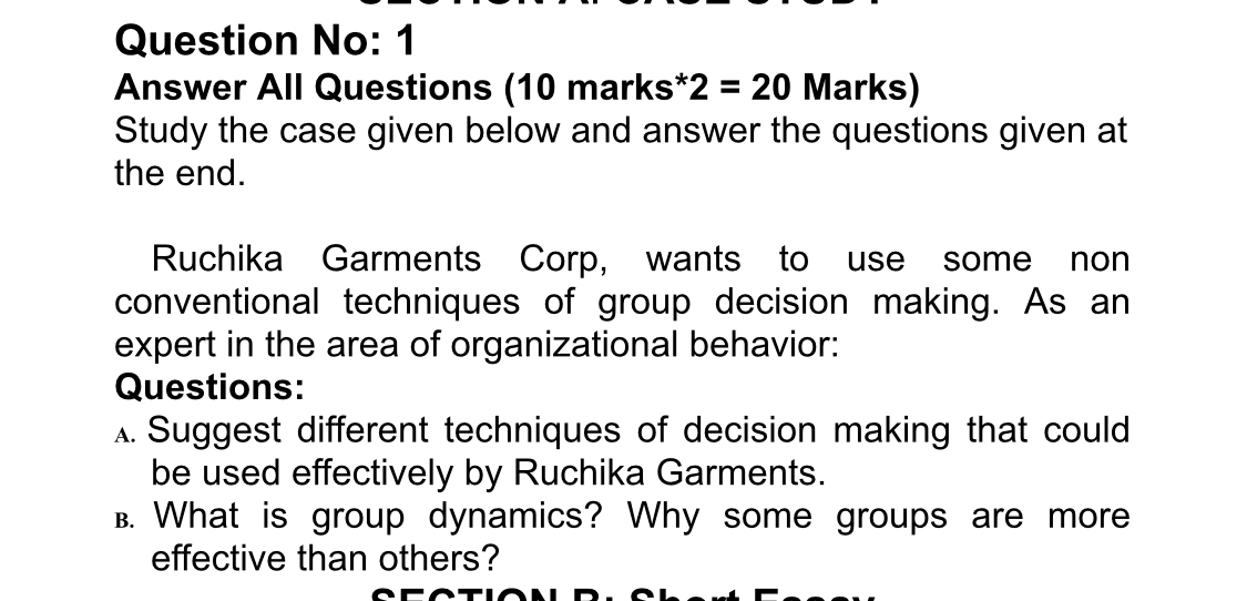 Study the case given below and answer the questions given at the