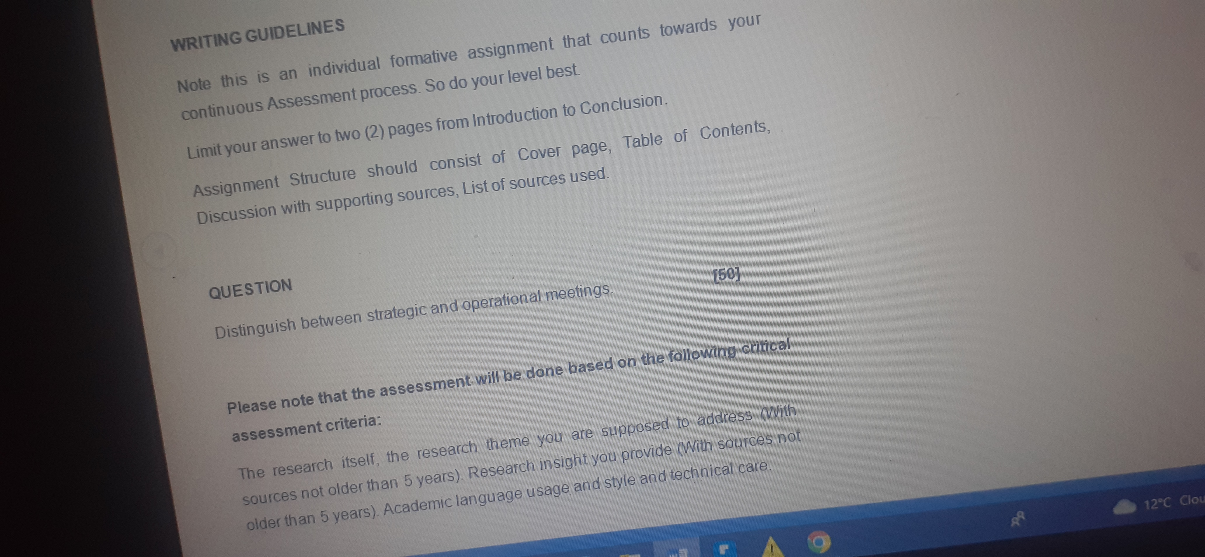 WRITING GUIDELINES Note this is an individual formative assignment that counts