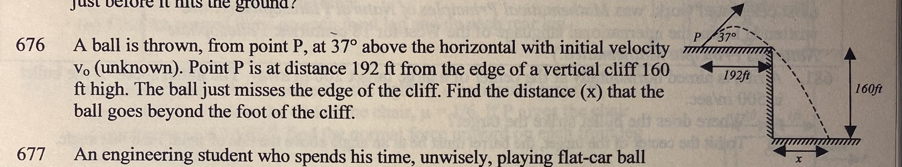 is thrown, from point P, at 370 above the horizontal with initial