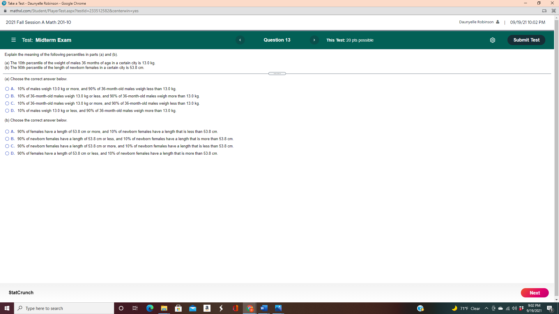 Take a Test - Daunyelle Robinson - Google Chrome - X
