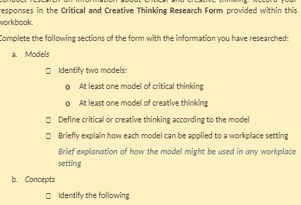 this workbook. Complete the following sections of the form with the information