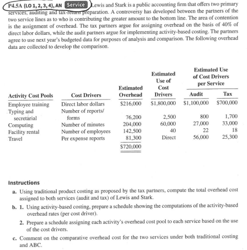 can you help me with this question? P4.5A (LO 1, 2, 3,