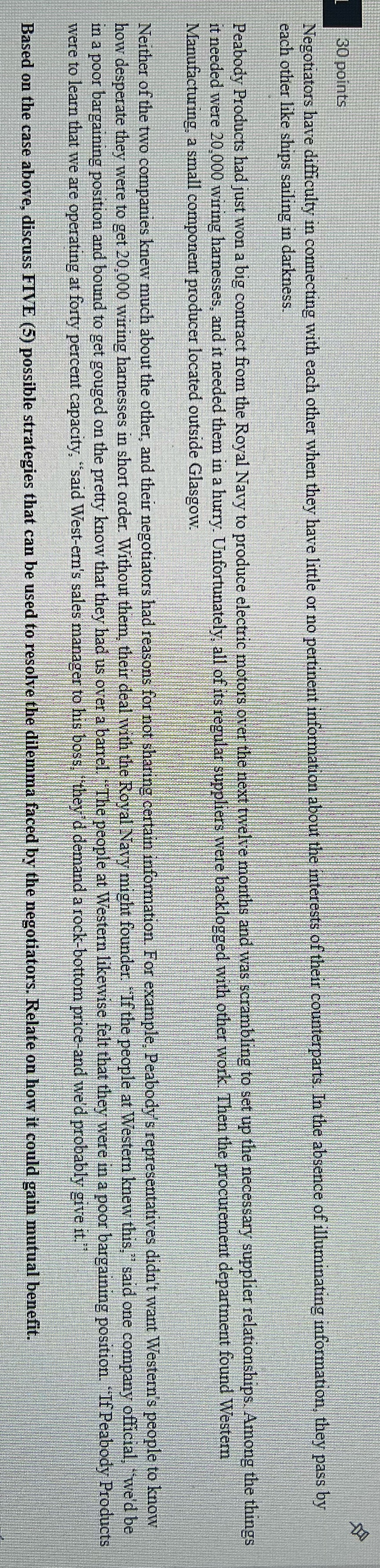 Negotiation 30 points Negotiators have difficulty in connecting with each other when