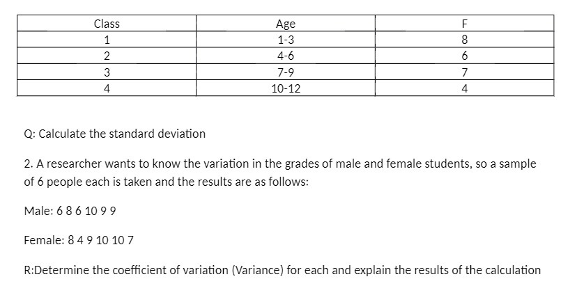 10-12 4 Q: Calculate the standard deviation 2. A researcher wants to
