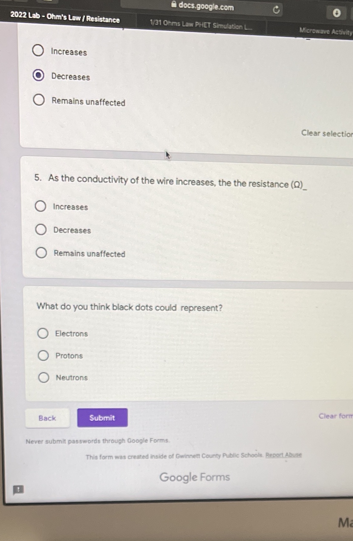 docs.google.com 2022 Lab - Ohm's Law / Resistance 1/31 Ohms Law