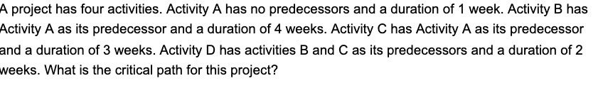 a duration of 1 week. Activity B has Activity A as its