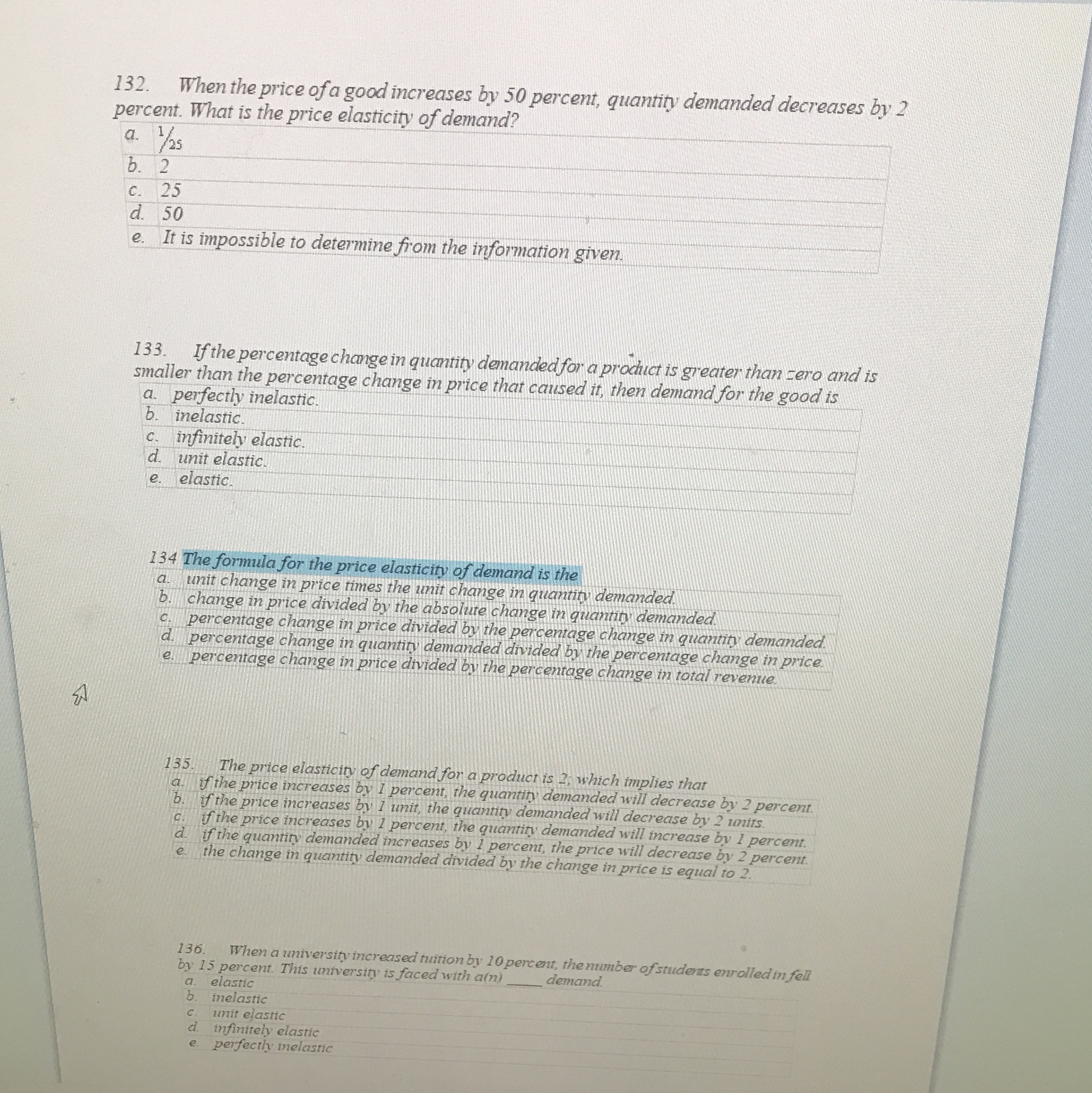 Which one is the right answer? Thanks 132. When the price of