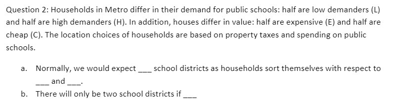  Question 2: Households in Metro differ in their demand for public