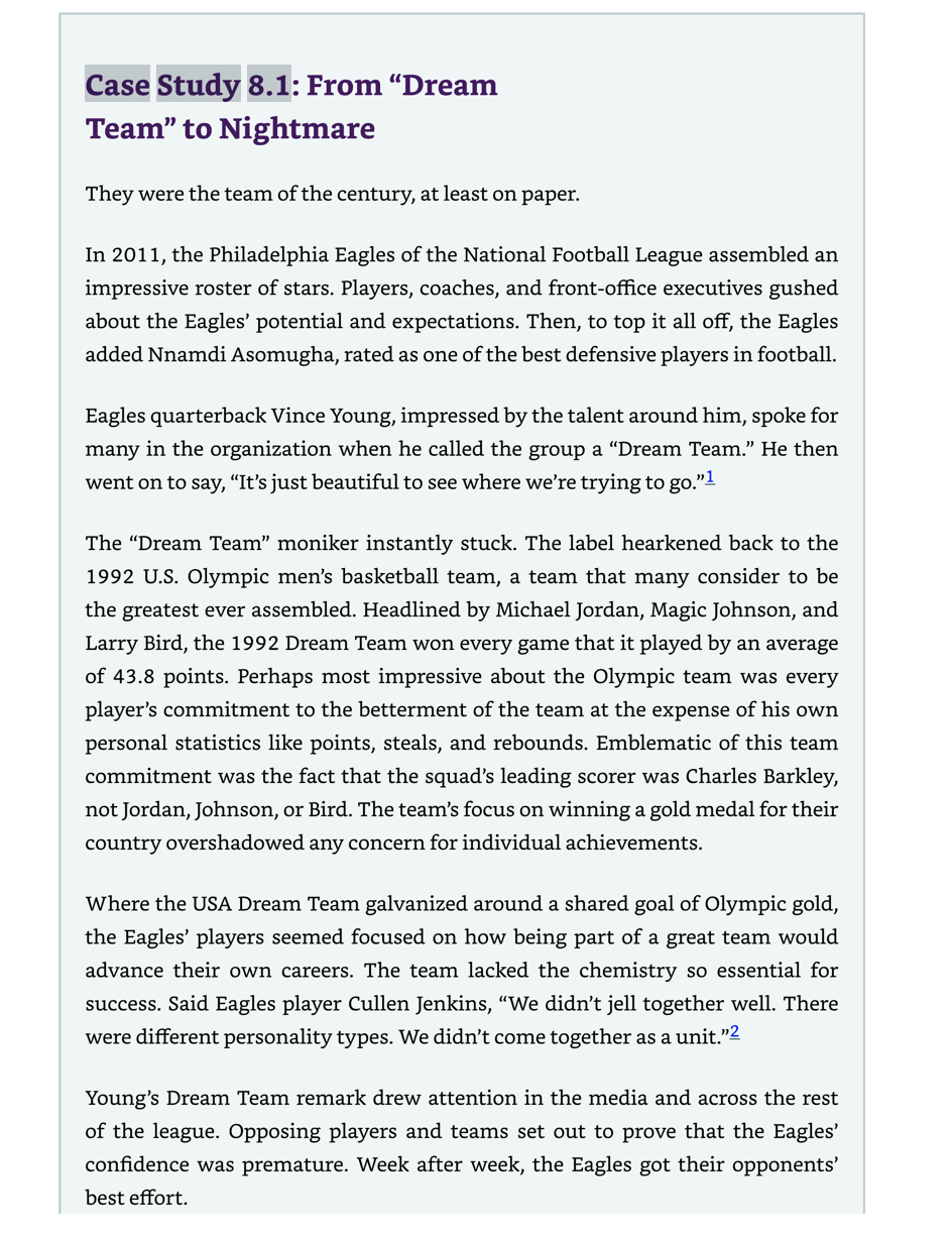 Case Study 8.1: From \"Dream Team\" to Nightmare They were the