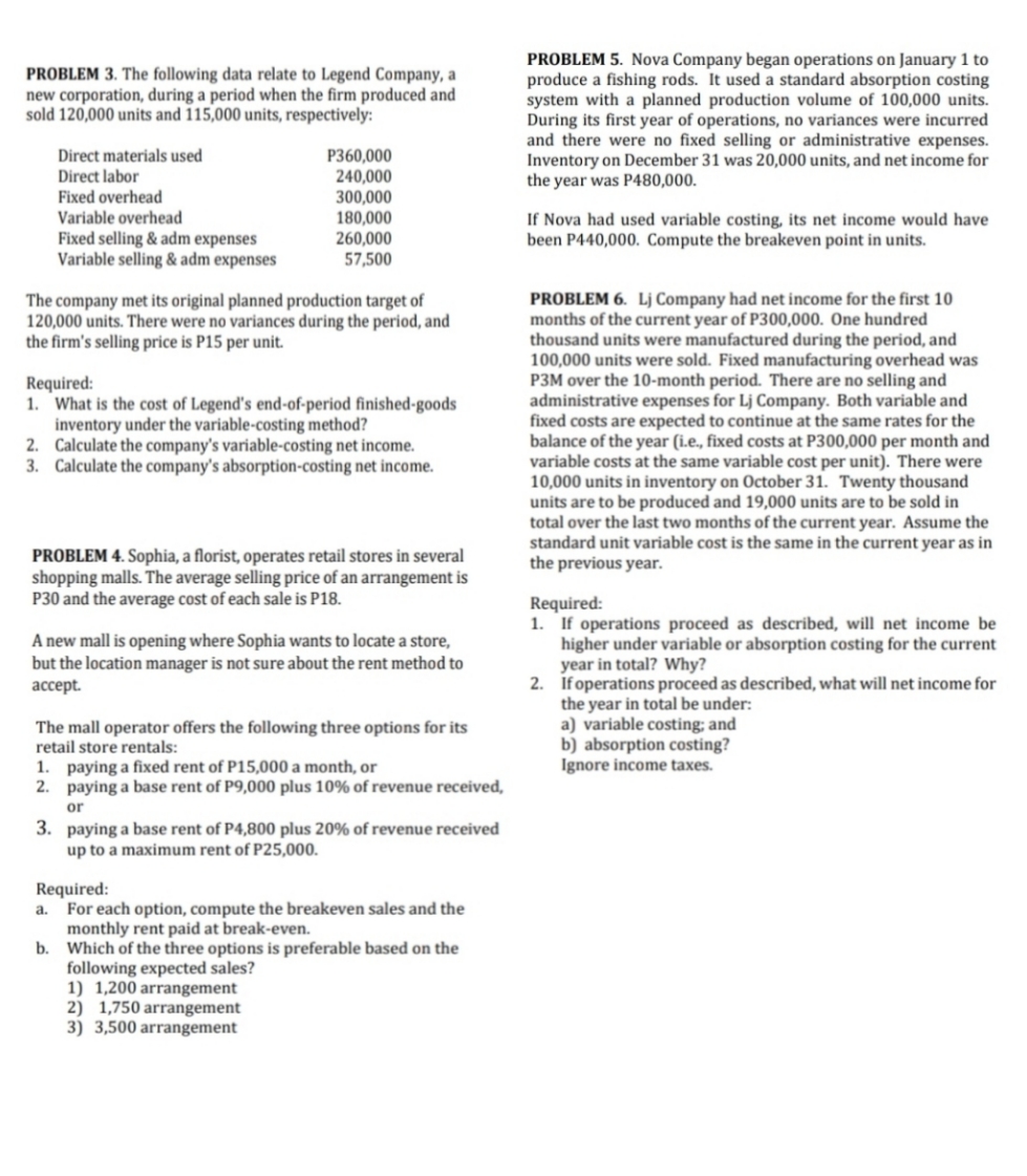 PLEASE HELP ME ANSWER THIS PROBLEMS 3, 4, 5 AND 6 PLEASE