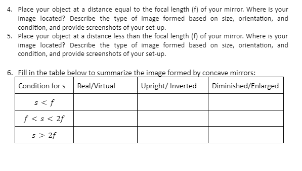 the following parameters in the simulation: Object: Arrow Rays: Principal Diameter: 120