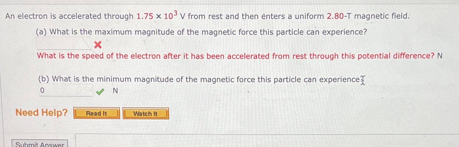 Please help An electron is accelerated through 1.75 x 10 V from