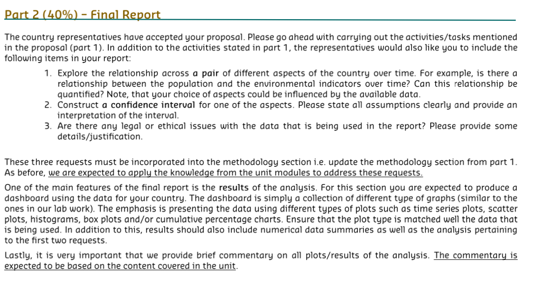Part 2 (40%) - Final Report The country representatives have accepted