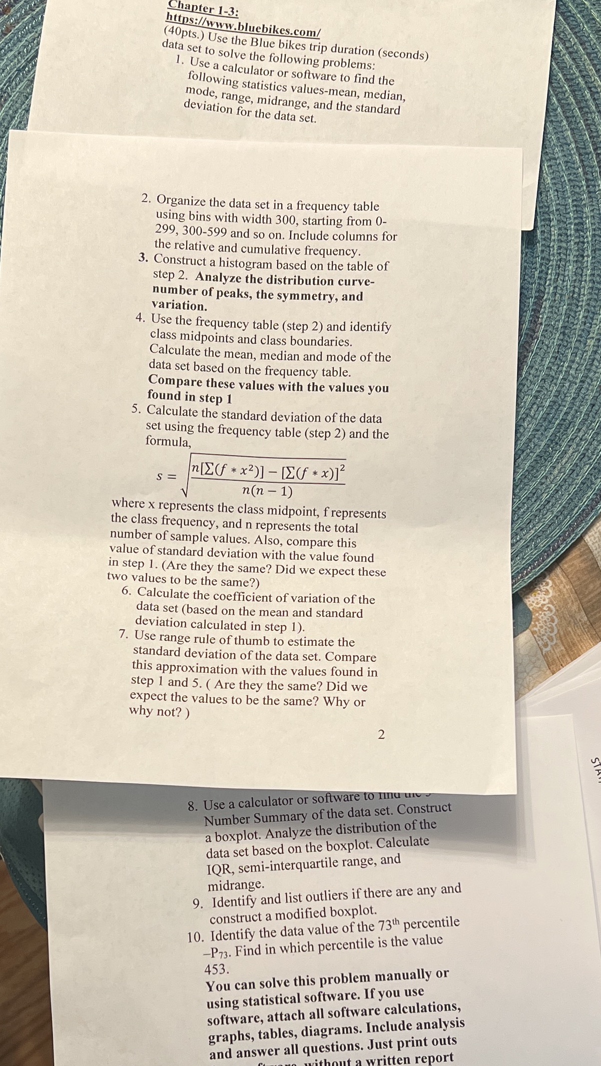 Chapter 1-3: https://www.bluebikes.com/ (40pts.) Use the Blue bikes trip duration (seconds)