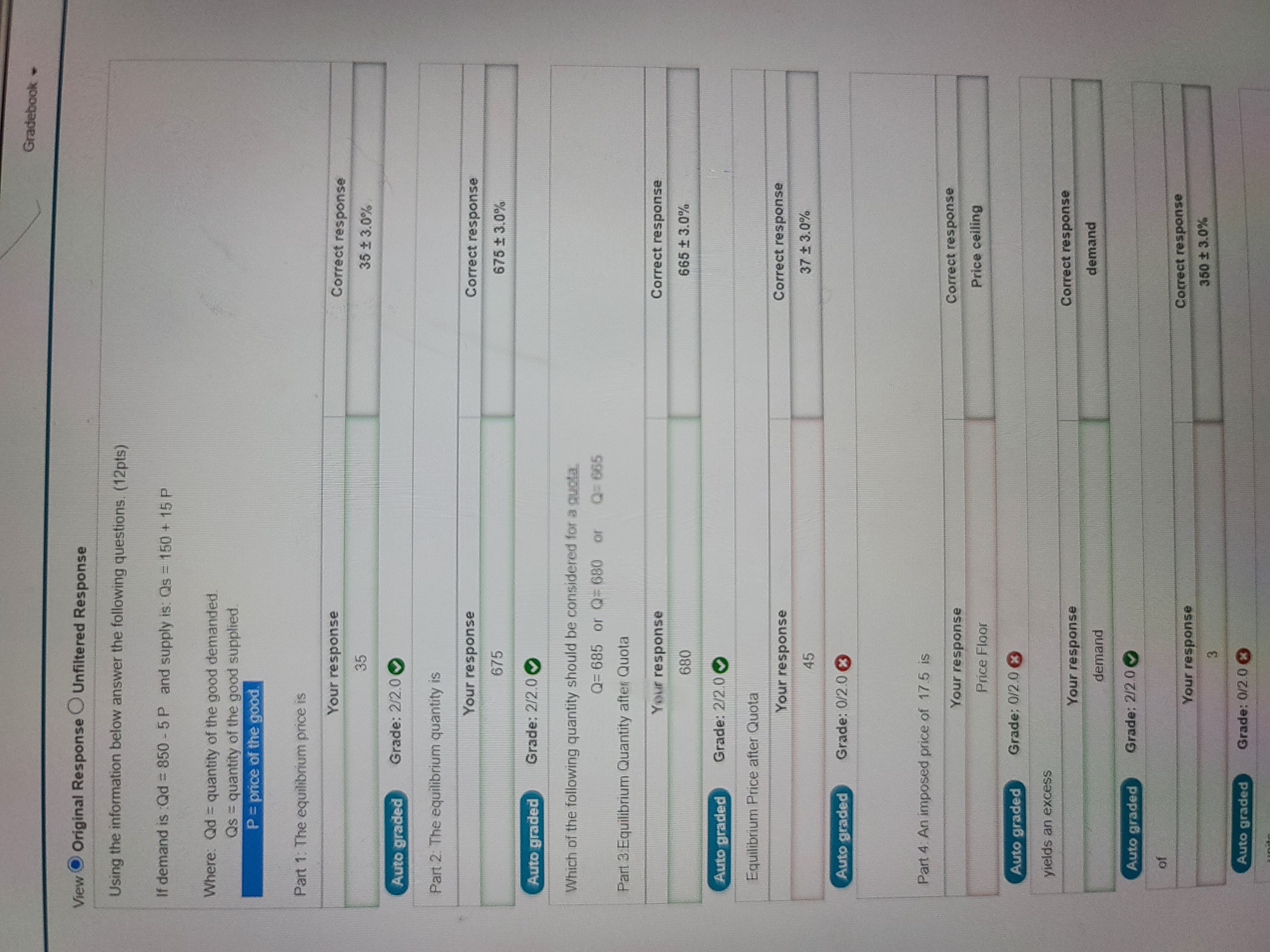 From my early quiz about quantity supply and quantity demand. I need