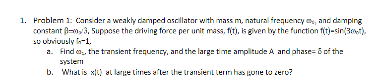 unit mass, f(t), is given by the function f(t)=sin(30 t), so obviously