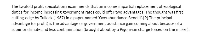 ecological duties for income increasing government rates could offer two advantages. The