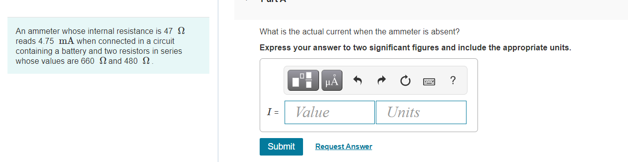 actual current when the ammeter is absent? reads 4.75 mA when connected