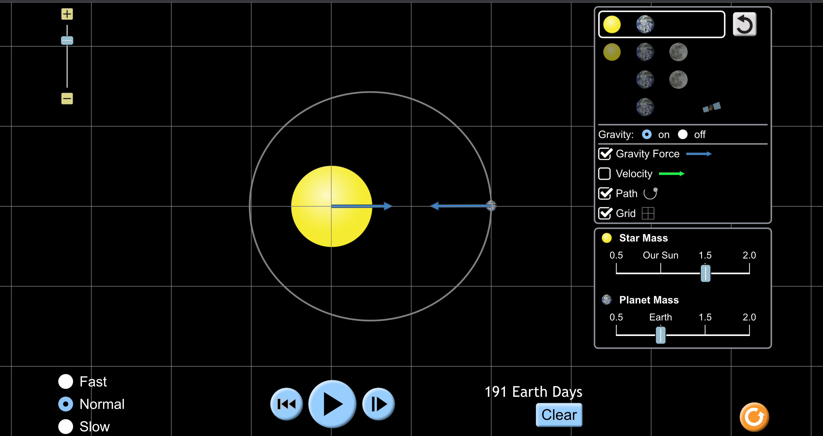  + 3 Gravity: O on off Gravity Force Velocity Path Grid