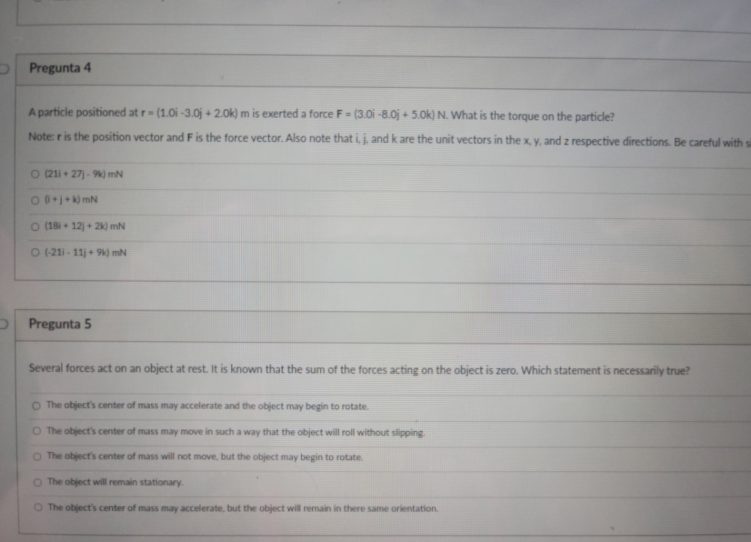 i need those qs as soon as possible, please Pregunta 4 A