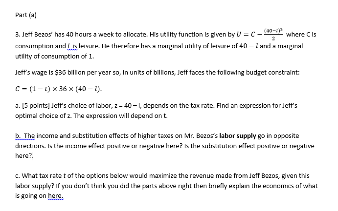 Please help me with this question Part (a) 3. Jeff Bezos' has