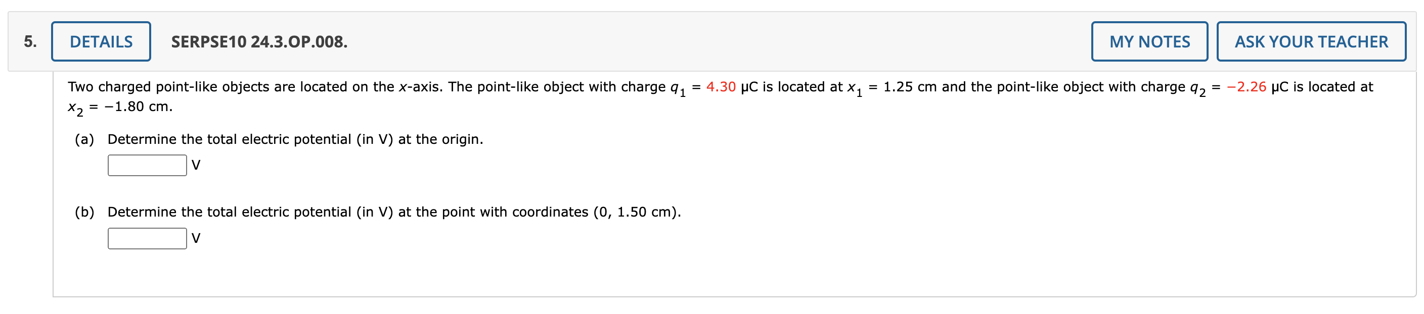 point-like objects are located on the x-axis. The point-like object with charge
