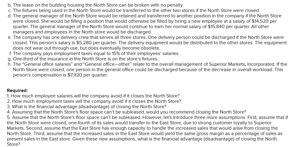 Income Statement For the Quarter Ended September '30 Total North Store South