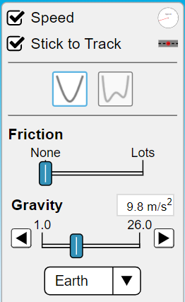 ( https://phet.colorado.edu/en/simulations/energy-skate-park )Set up your initial conditions as follows: