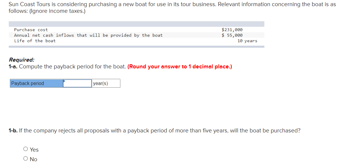  Sun Coast Tours is considering purchasing a new boat for use