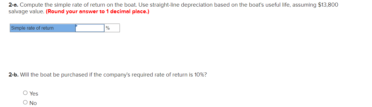 in its tour business. Relevant information concerning the boat is as follows: