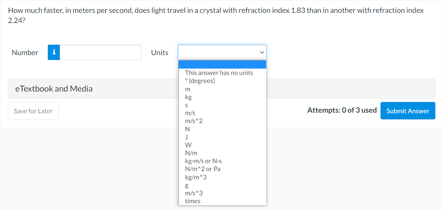 a crystal with refraction index 1.83 than in another with refraction index