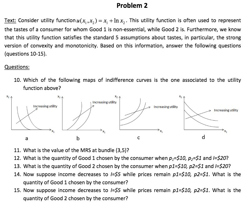 x, + In x, . This utility function is often used to