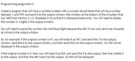  Programming assignment 3 Create a program that will have a variable