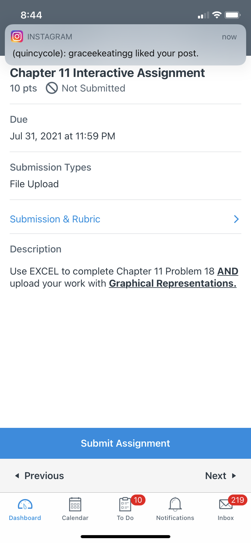  Chapter 11 Interactive Assignment 10 pts Not Submitted Due Jul 31,