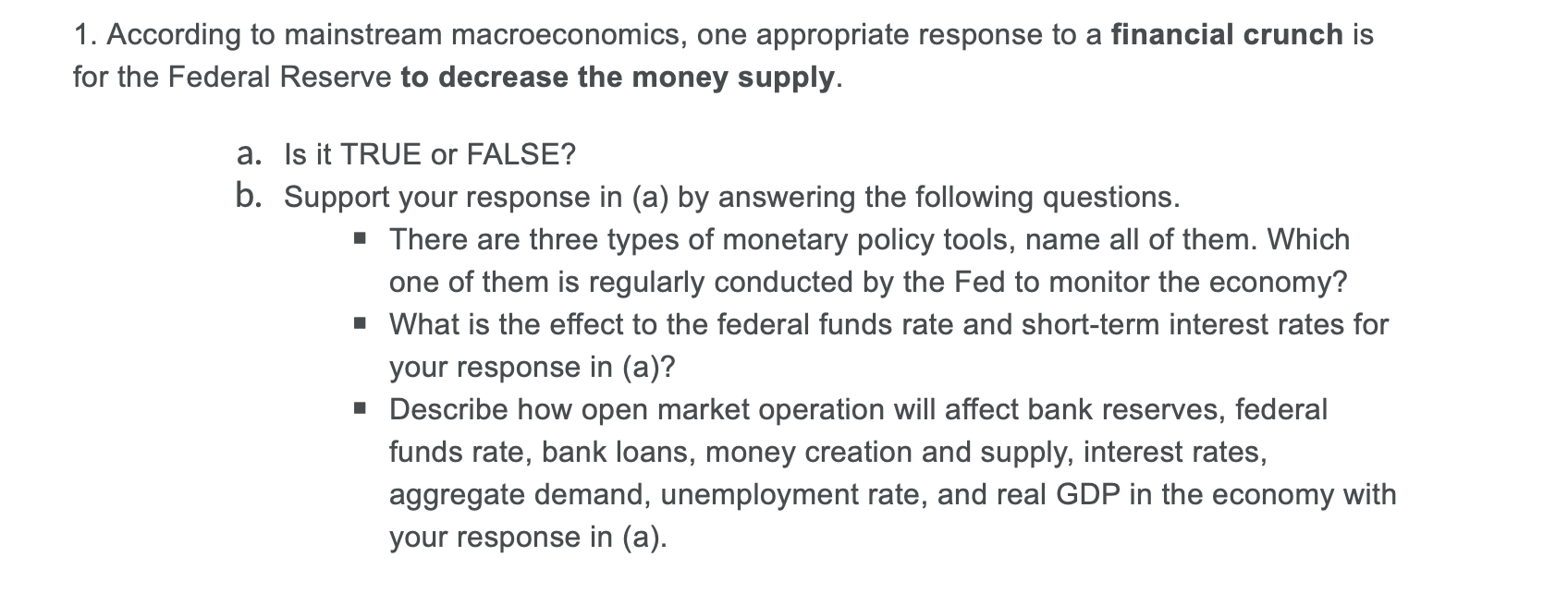 Need help with the homework for this week, distinguishing monetary and fiscal