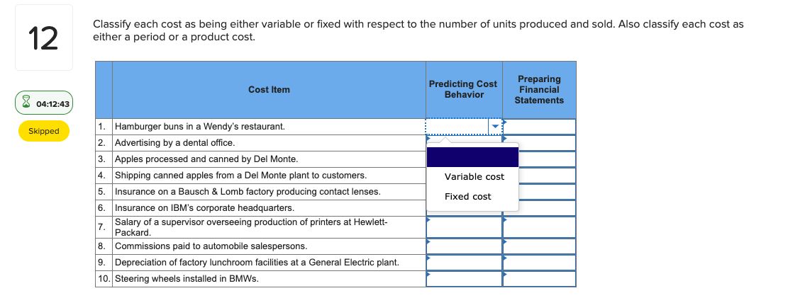 on a Bausch & Lomb factory producing contact lenses. Fixed cost 6.
