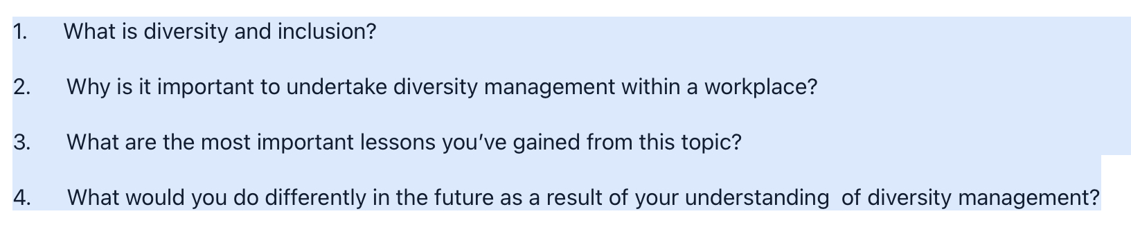please help me answer the question number 3 its about managing diversity