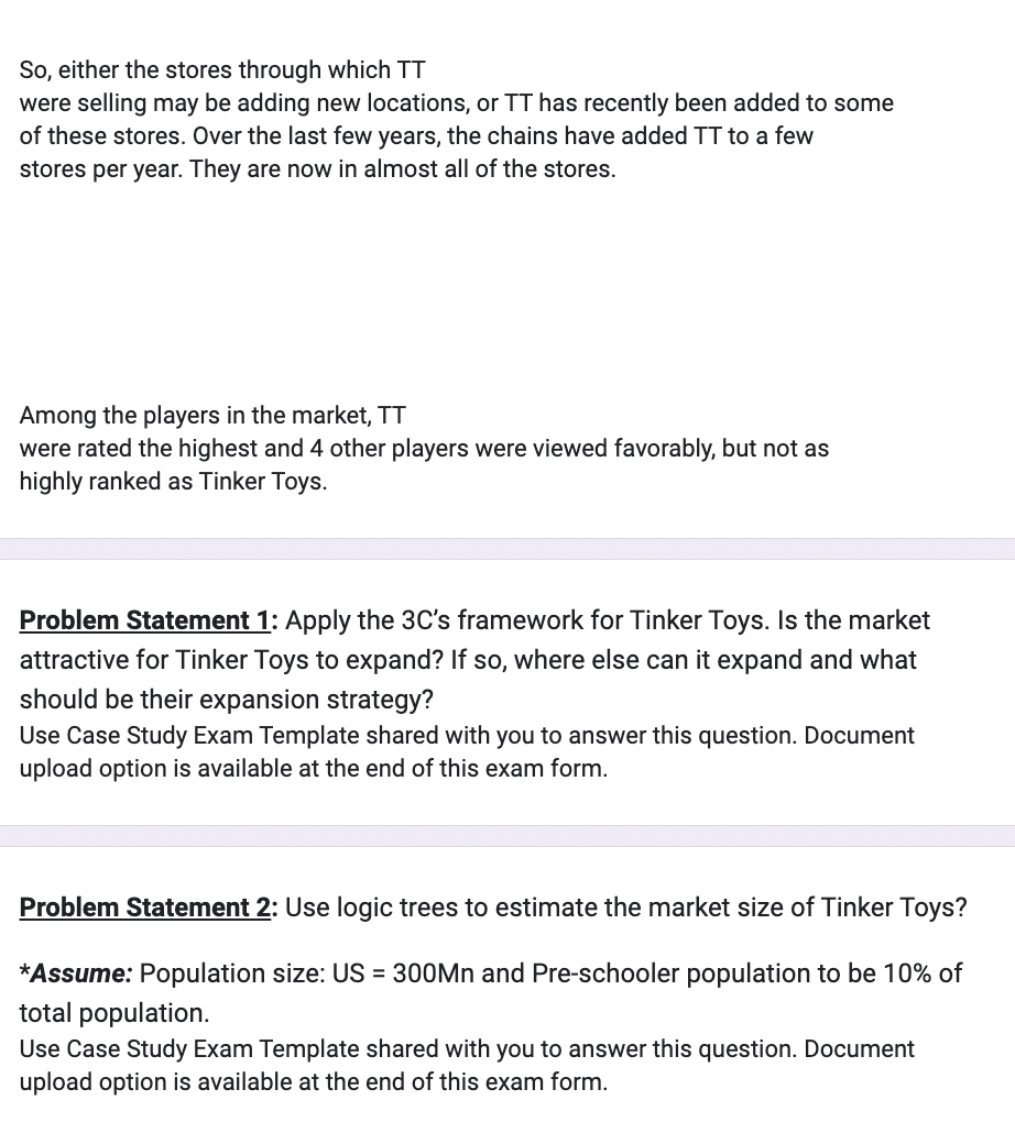 of the US, makes toys for pre-school children. The sales last year
