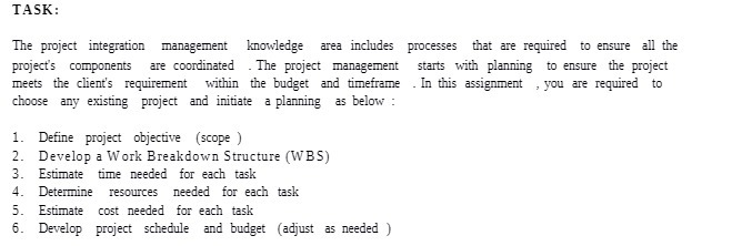 required to ensure all the project's components are coordinated . The project